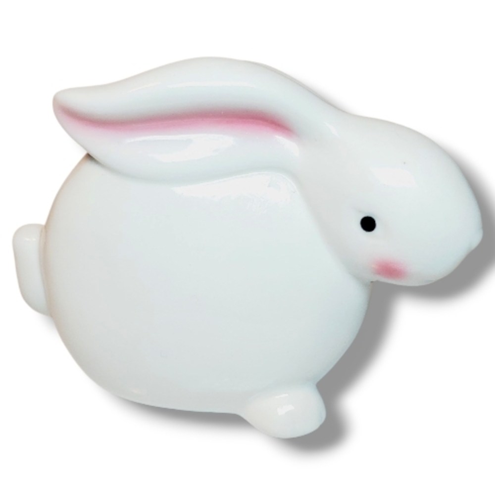 Holiday Home Ceramic Bunny Rabbits Momma White with Pink Cheeks Heavy